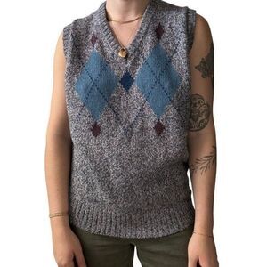 Vintage 1970s Mcgregor Wool Blend Dark Academia Equestrian Argyle Sweater Vest